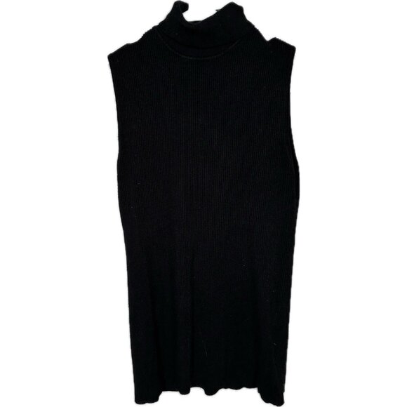 Jones New York Sutton Mock Neck Tank Top Ribbed Black Viscose Small - Picture 2 of 8